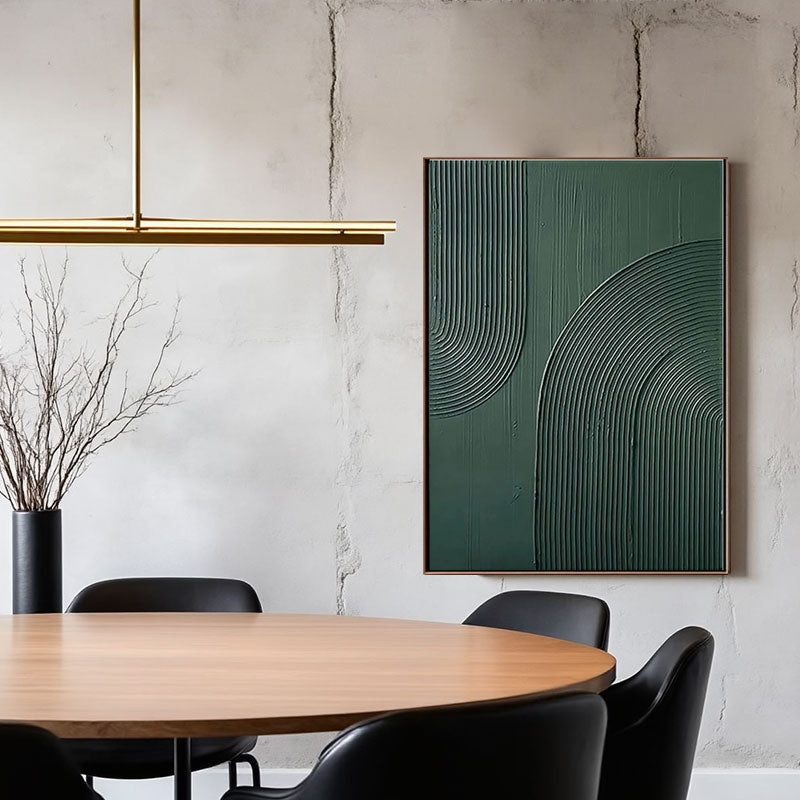 3D Textured Green Vertical Line Wall Art