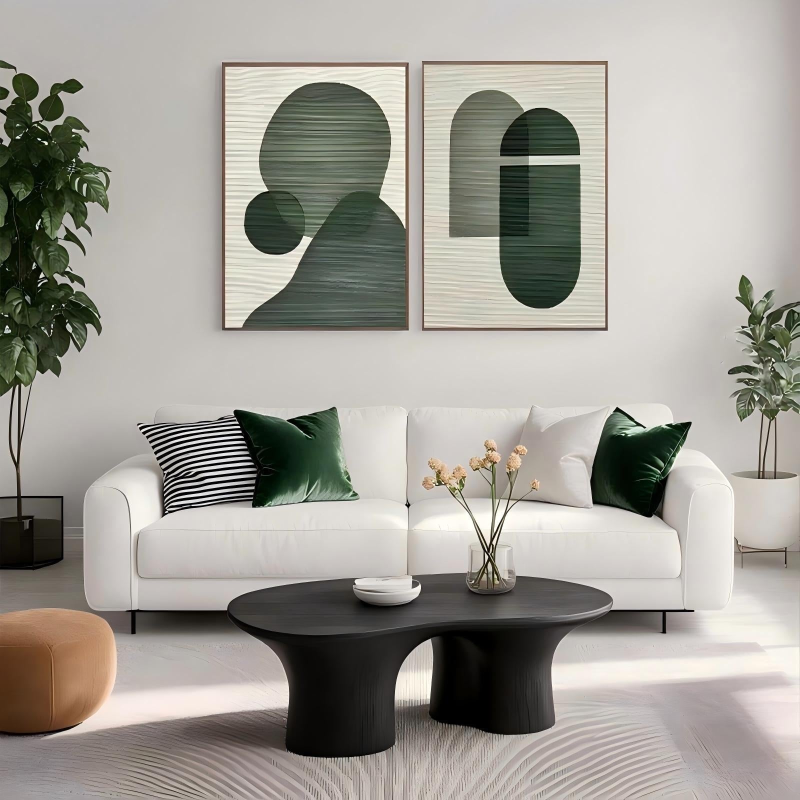 Textured Green Portrait Silhouette Wall Art Set of 2