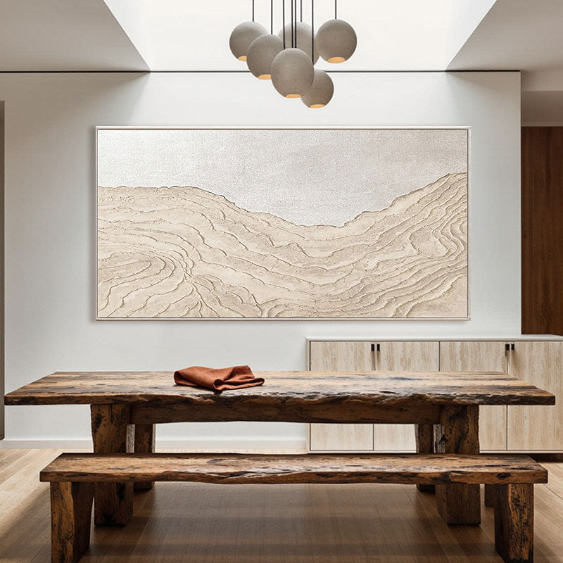 3D Textured Beige Hills Wall Art