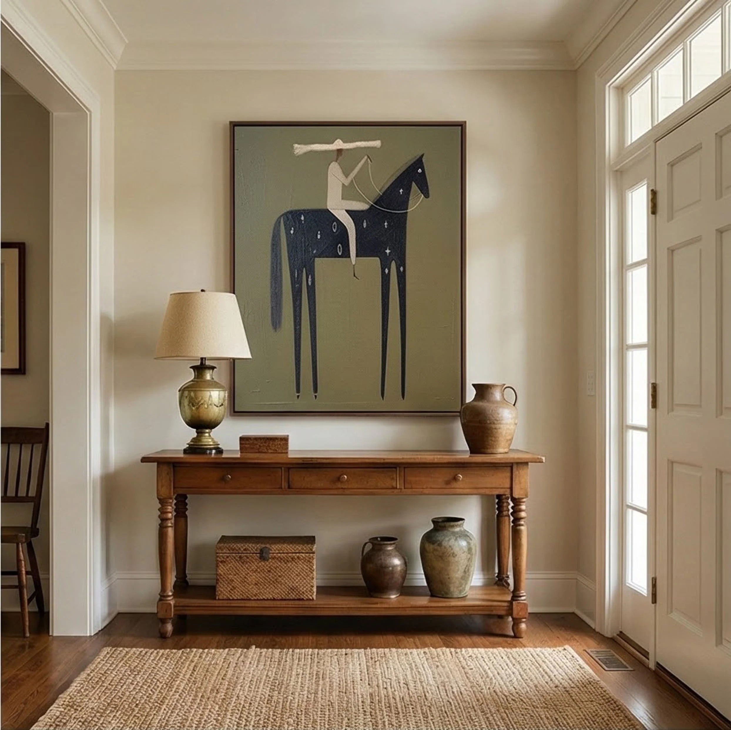 Whimsical Starry Horse Rider Wall Art