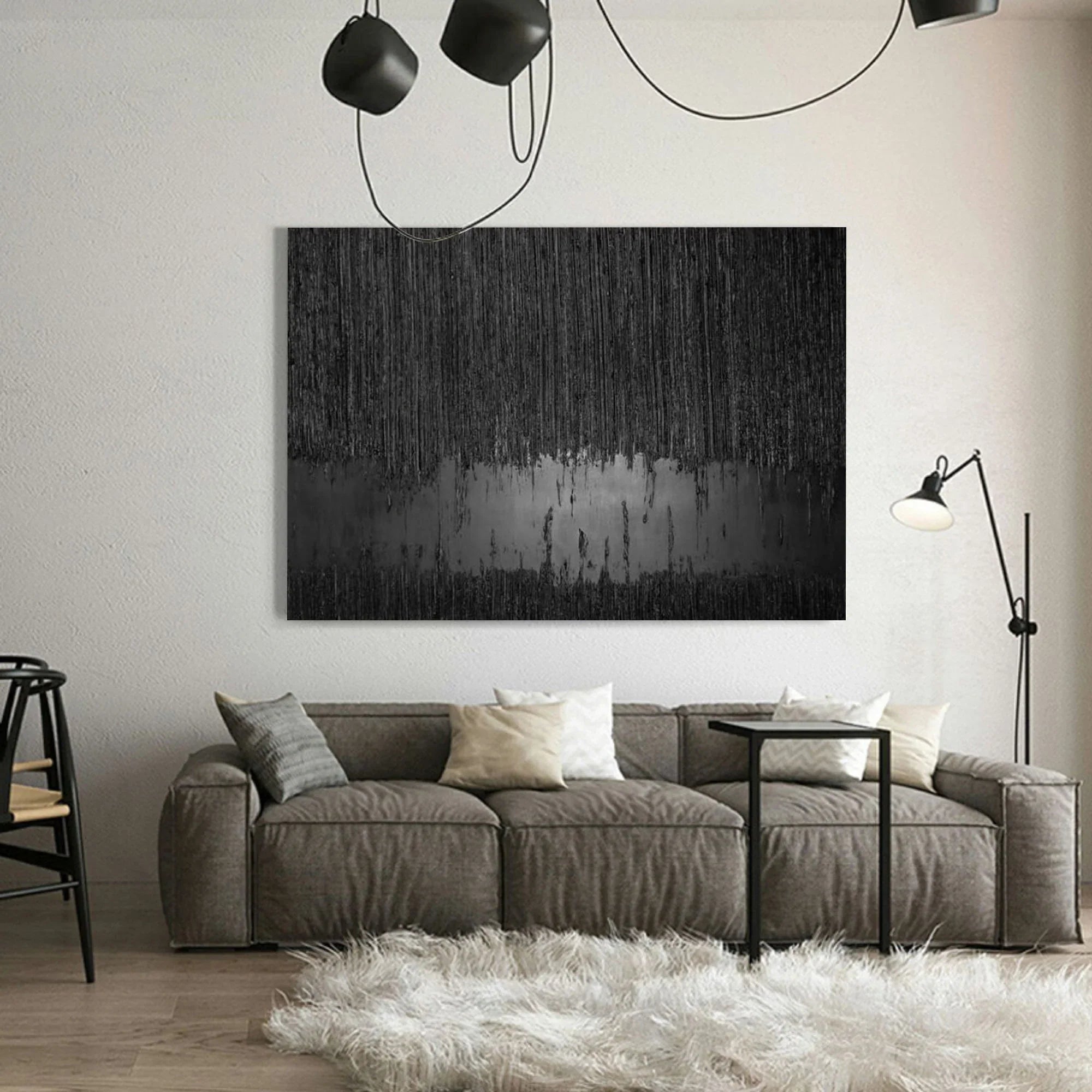 Glossy Black Abstract Wall Art