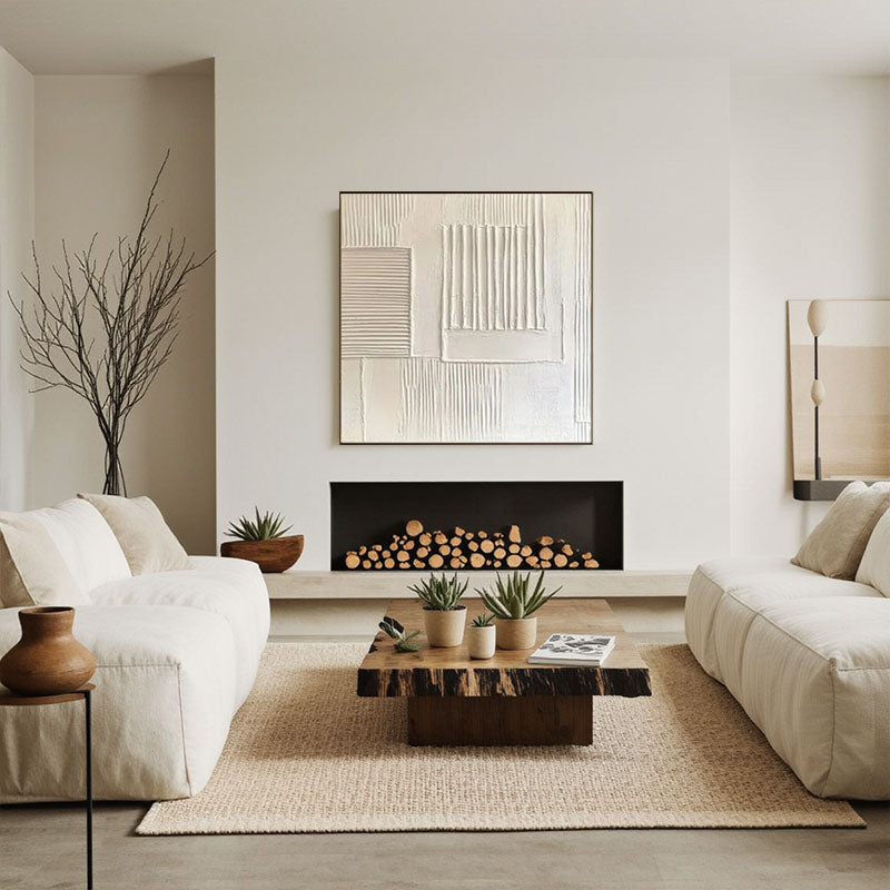 3D Textured White Panel Block Wall Art