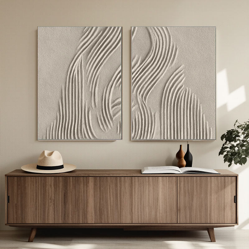 3D Textured Flowing Line Wall Art Set of 2