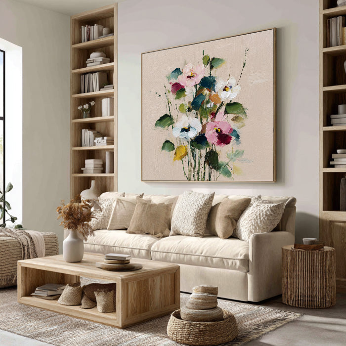 Ode to Spring - Hand Painted Modern Impasto Floral Oil Painting