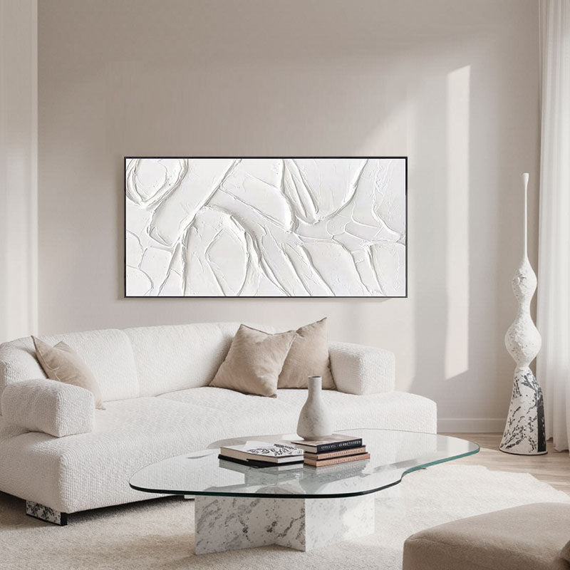 Textured White Relief Wall Art