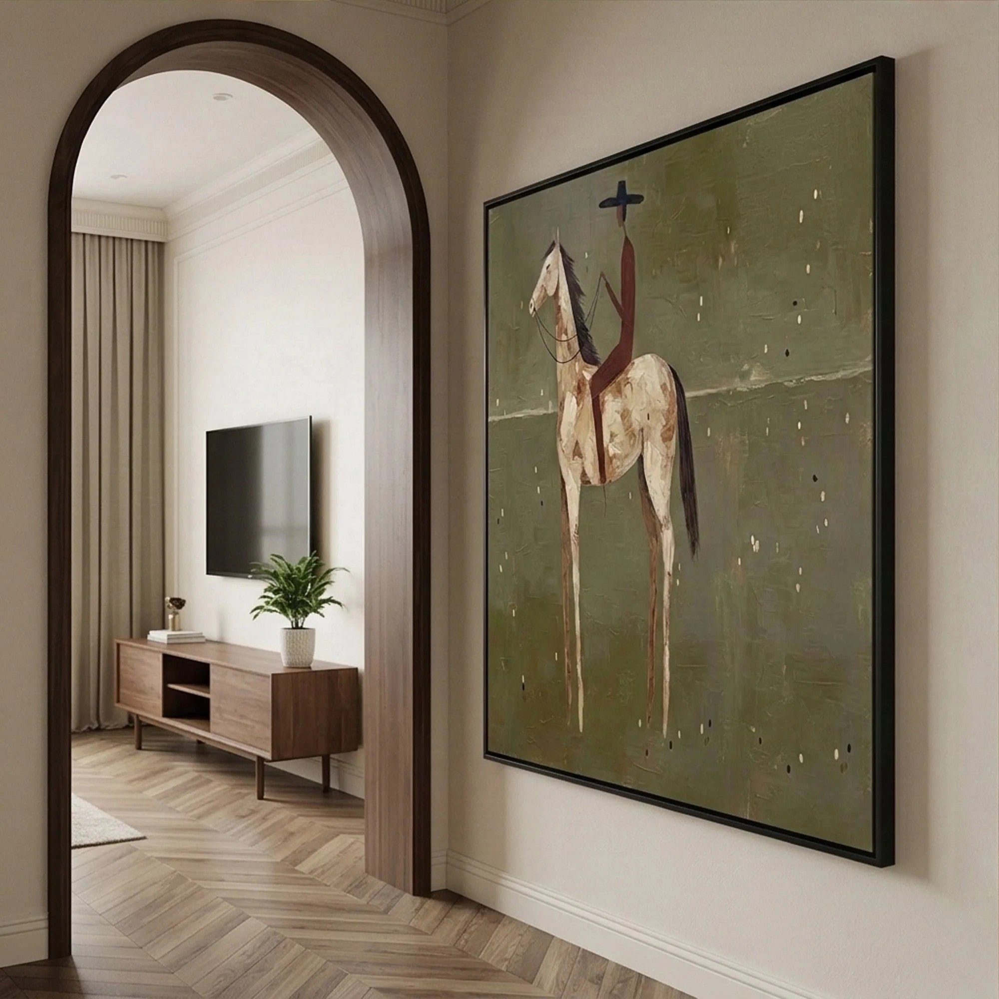 Textured Rider on Horseback Wall Art
