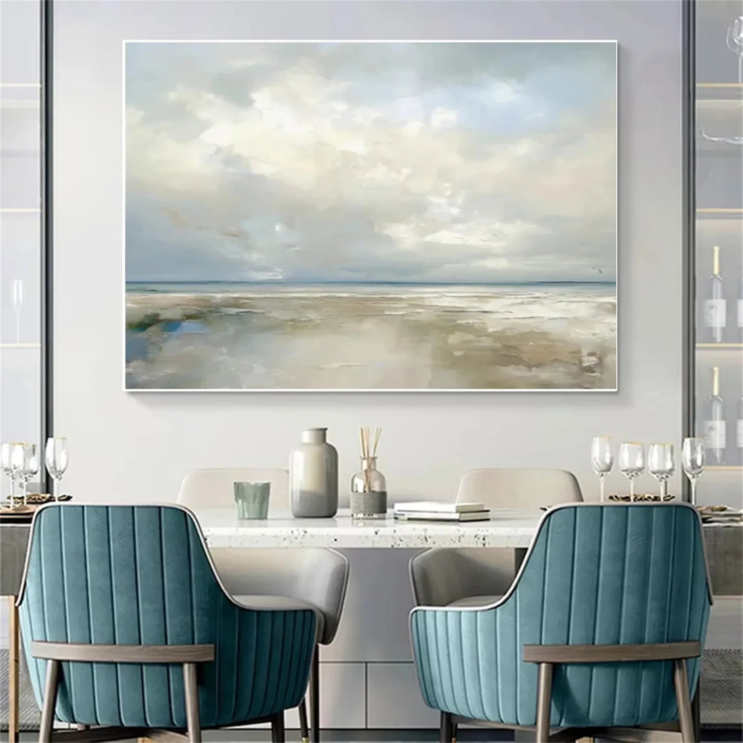 Cloudy Coastal Horizon Wall Art