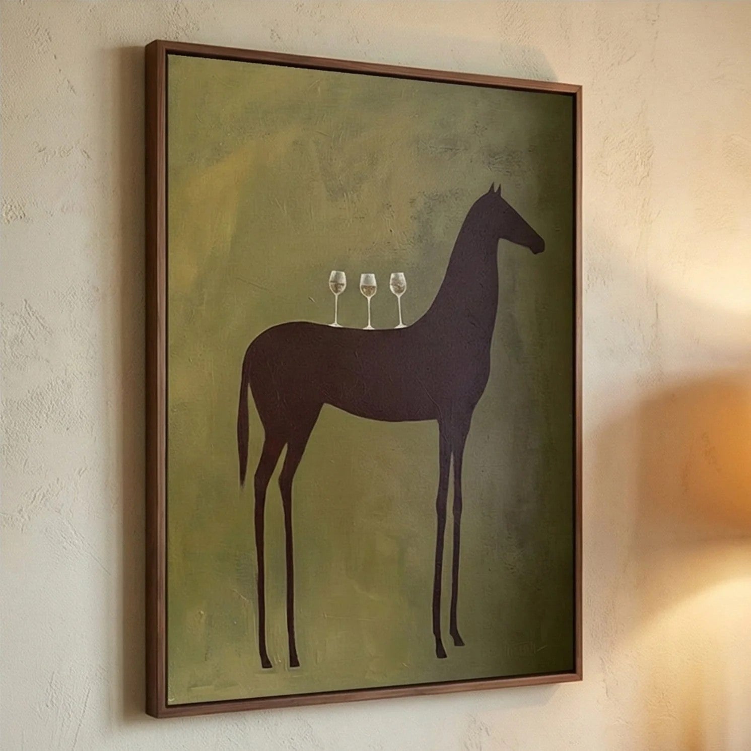 Silhouette Horse with Wine Glasses Wall Art