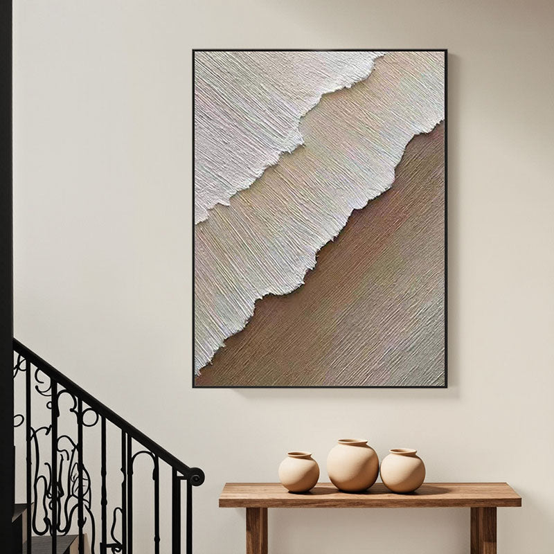 3D Textured Beige & White Coastline Wall Art