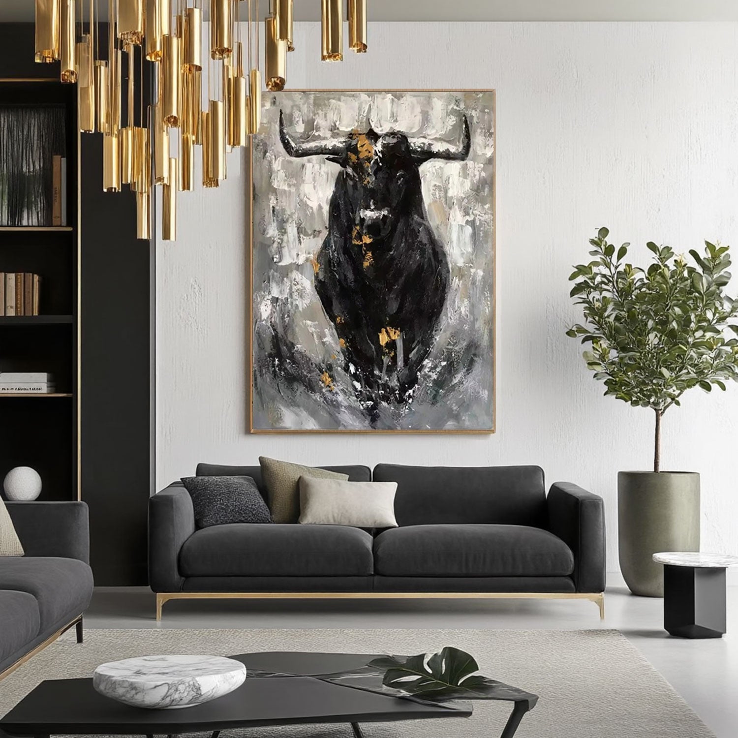 Textured Bull Portrait Wall Art