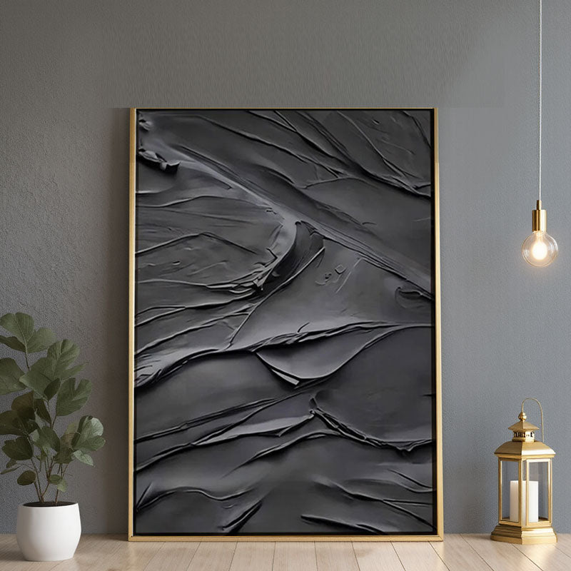 Sculptural Dark Textured Abstract Wall Art