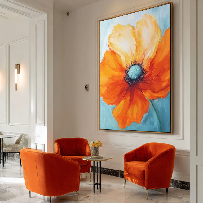 Summer Focus - Modern Impasto Orange Floral Oil Painting