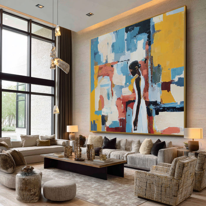 Vibrant Contemplation - Modern Abstract Woman Portrait Wall Art