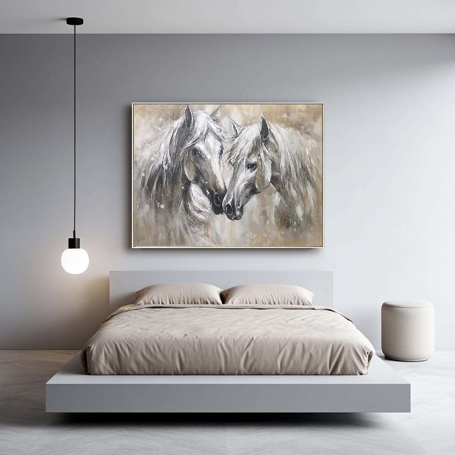Textured Grey Horse Pair Wall Art