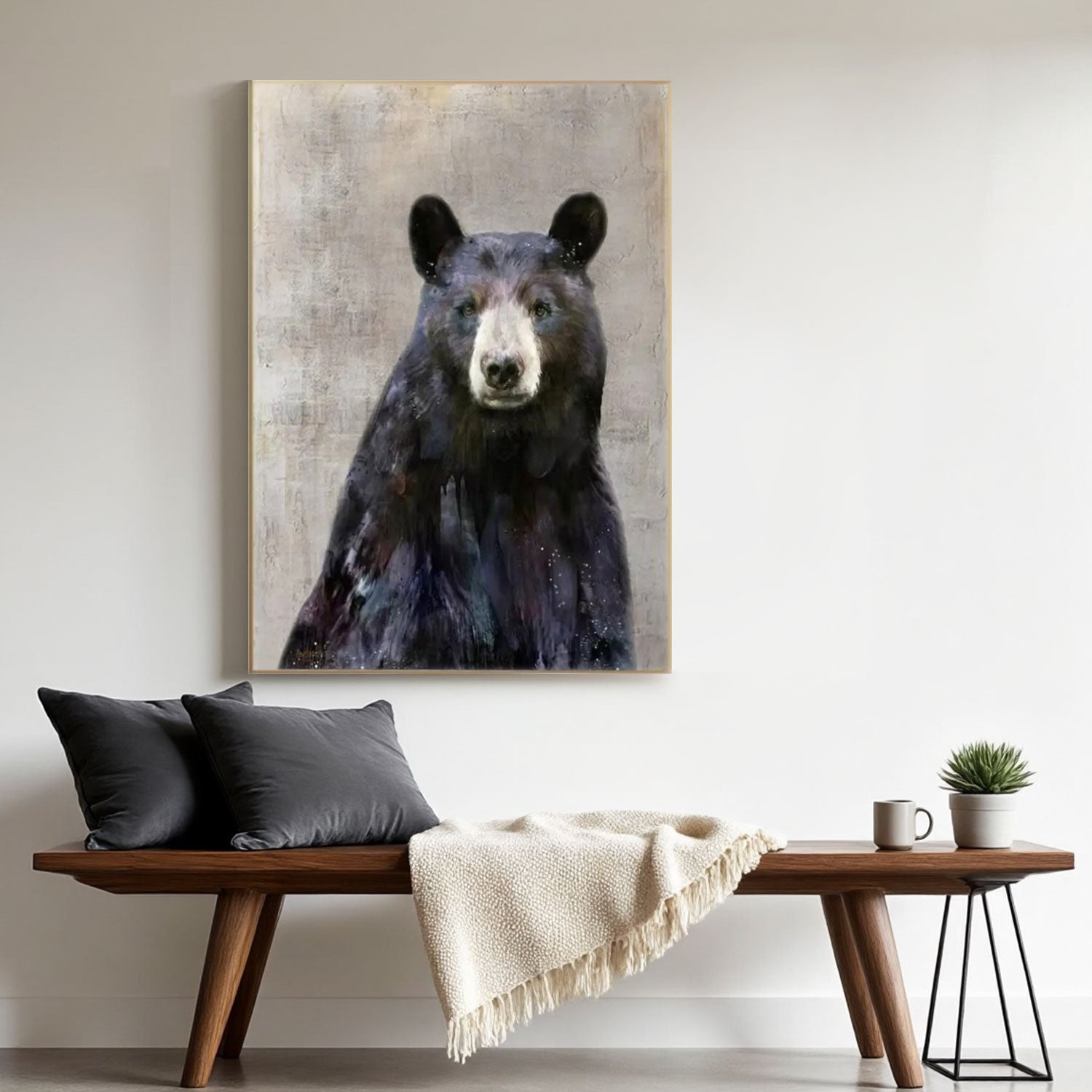 Textured Black Bear Portrait Wall Art