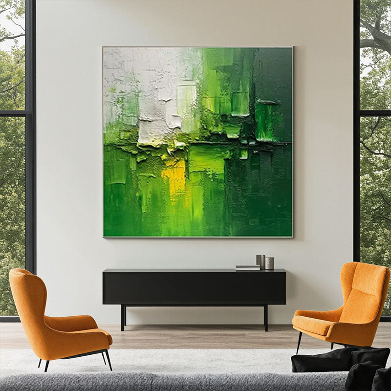 Green Light Streak Abstract Art