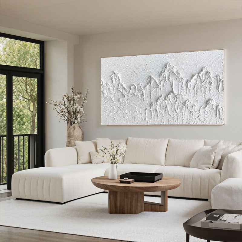3D Textured White Mountain Wall Art