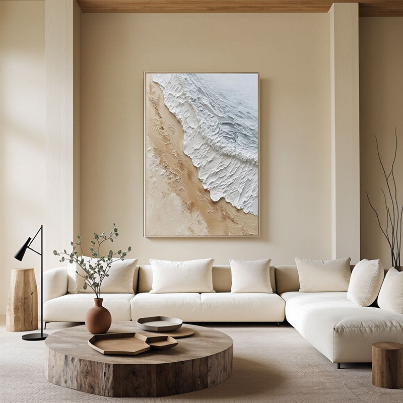 Textured Wave Canvas Art – Sand & Ocean Wall Decor