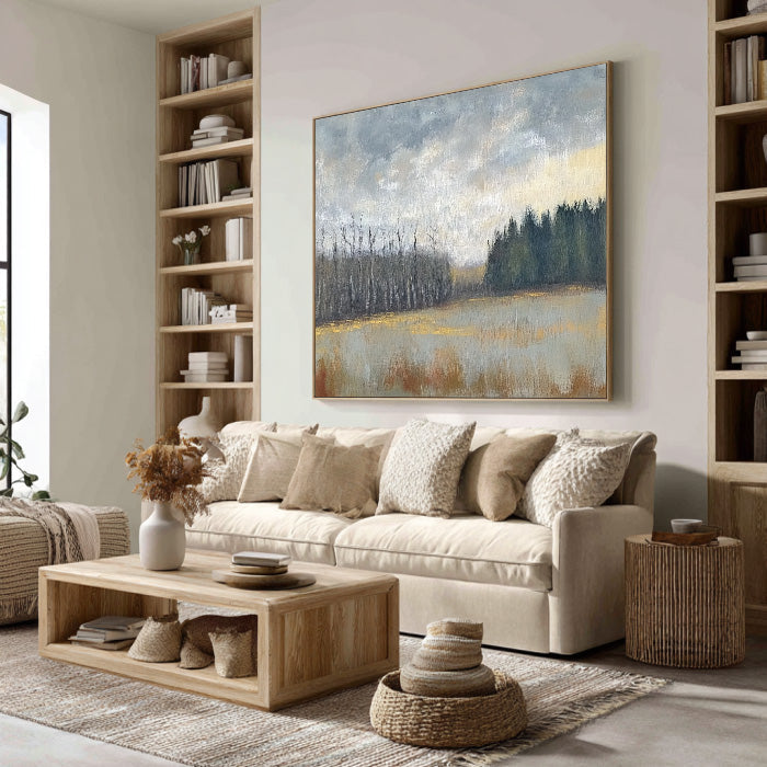 Woodland Solitude - Modern Impressionist Forest Landscape Wall Art