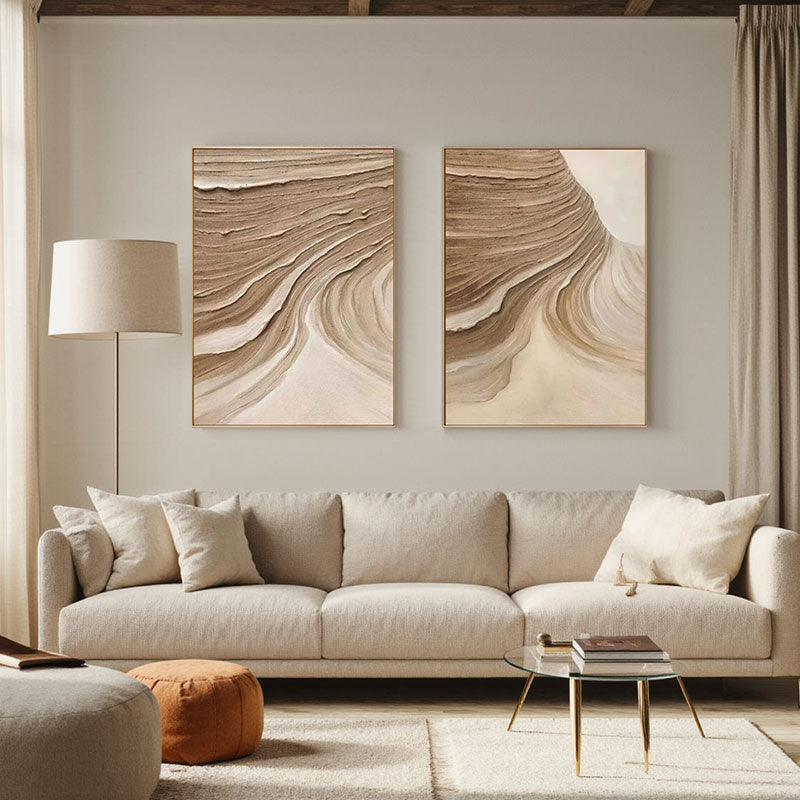 Flowing Earth Tone Abstract Canvas Set of 2