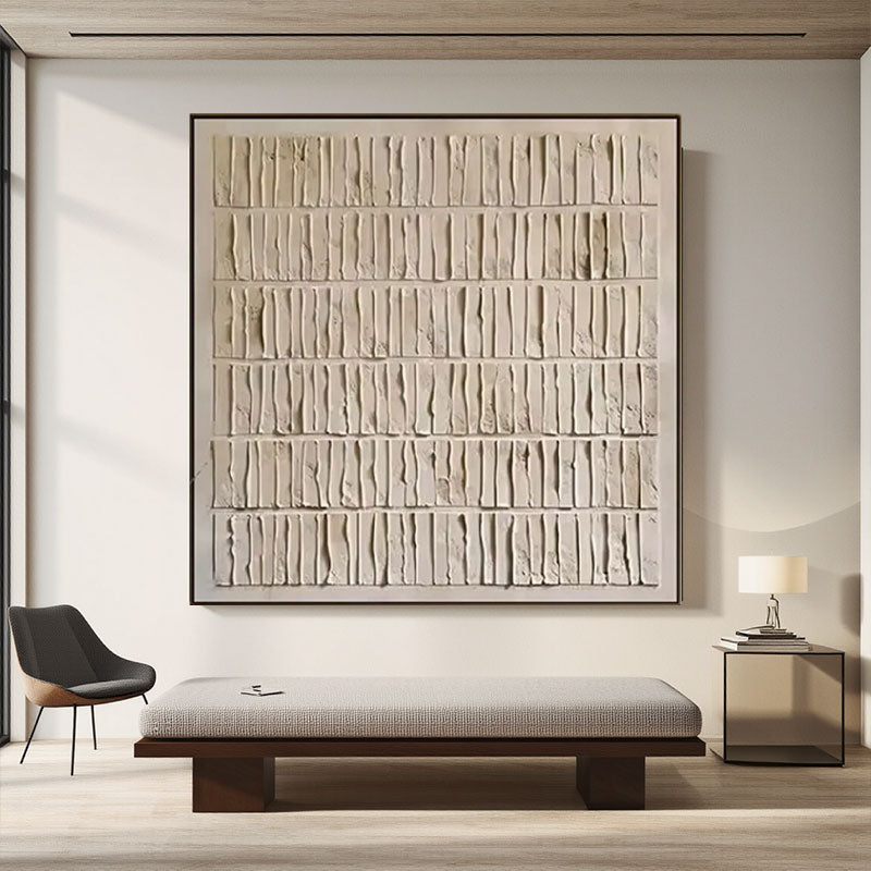 3D Textured Ivory Brick Stack Wall Art