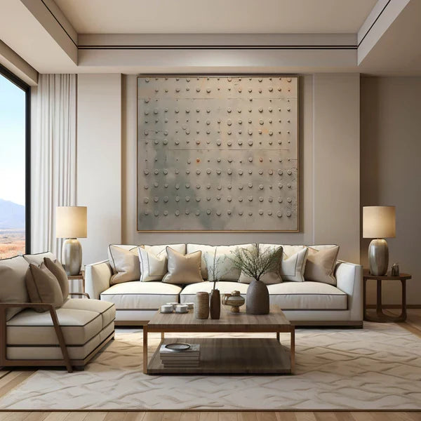 Minimalist Grid Texture Wall Art – Modern Neutral Abstract Canvas Painting