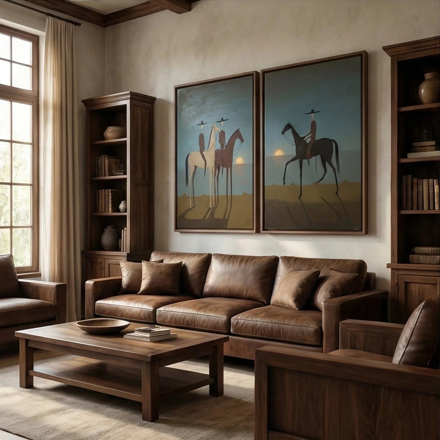 Silhouette Riders at Sunset Wall Art Set of 2