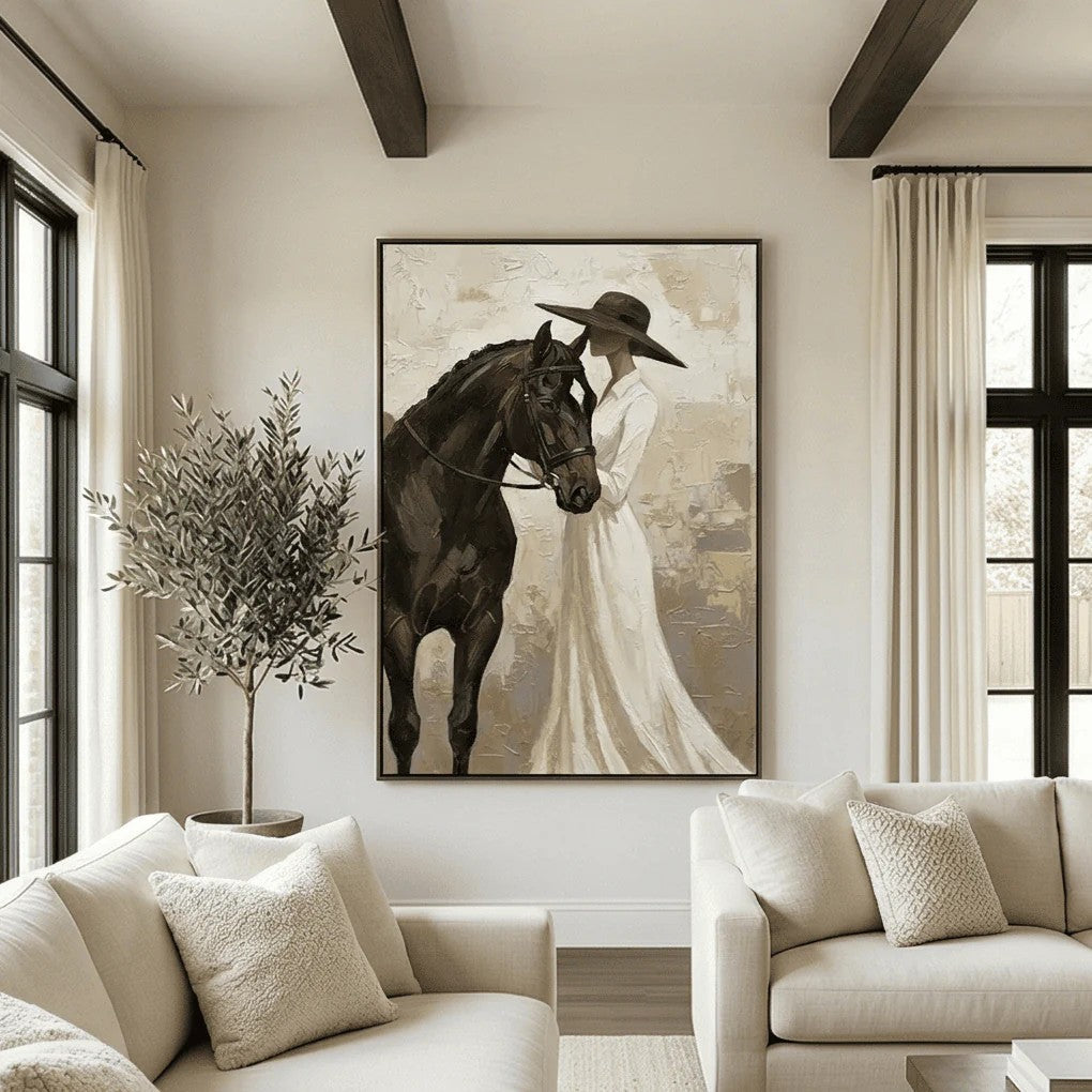 Textured Woman with Horse Wall Art