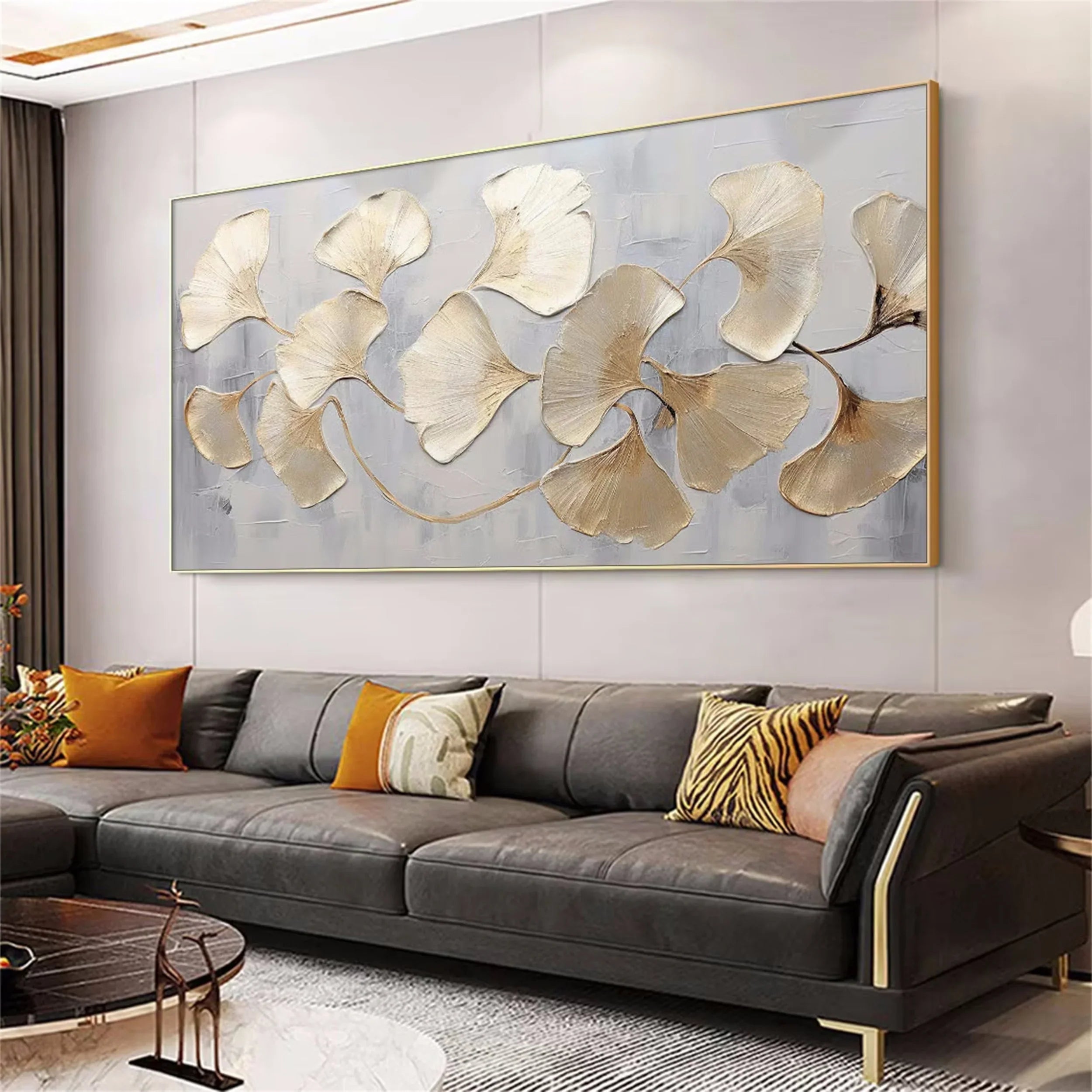 Metallic Gold Ginkgo Leaves Wall Art