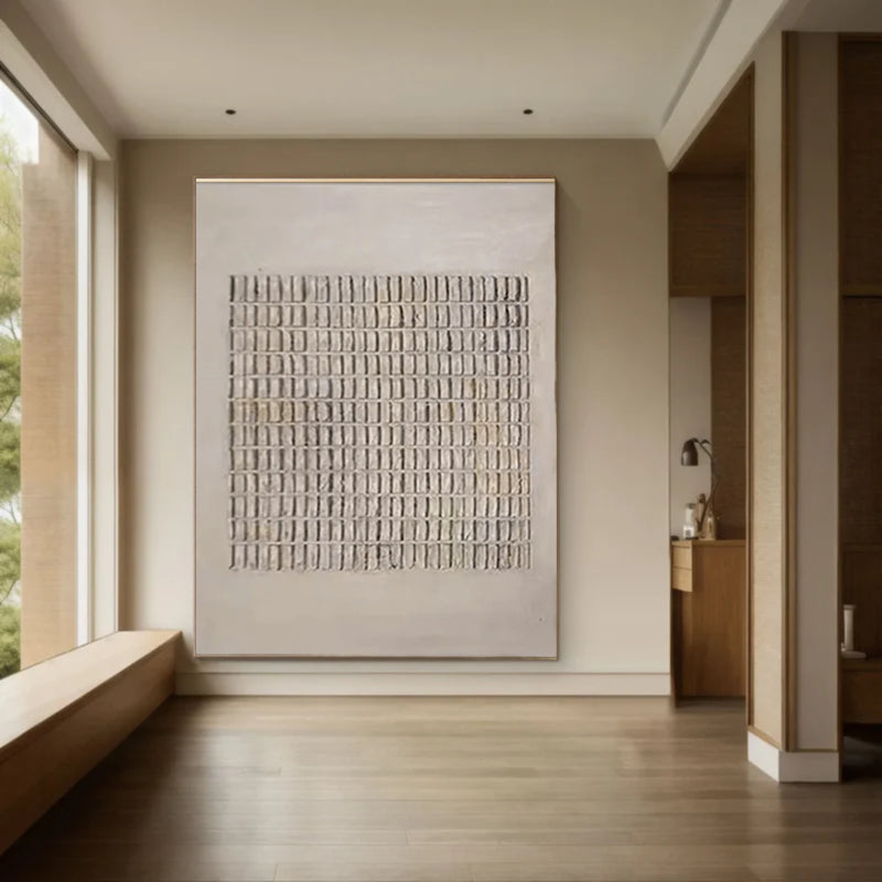 Grid Pattern Neutral Tone Textured Wall Art