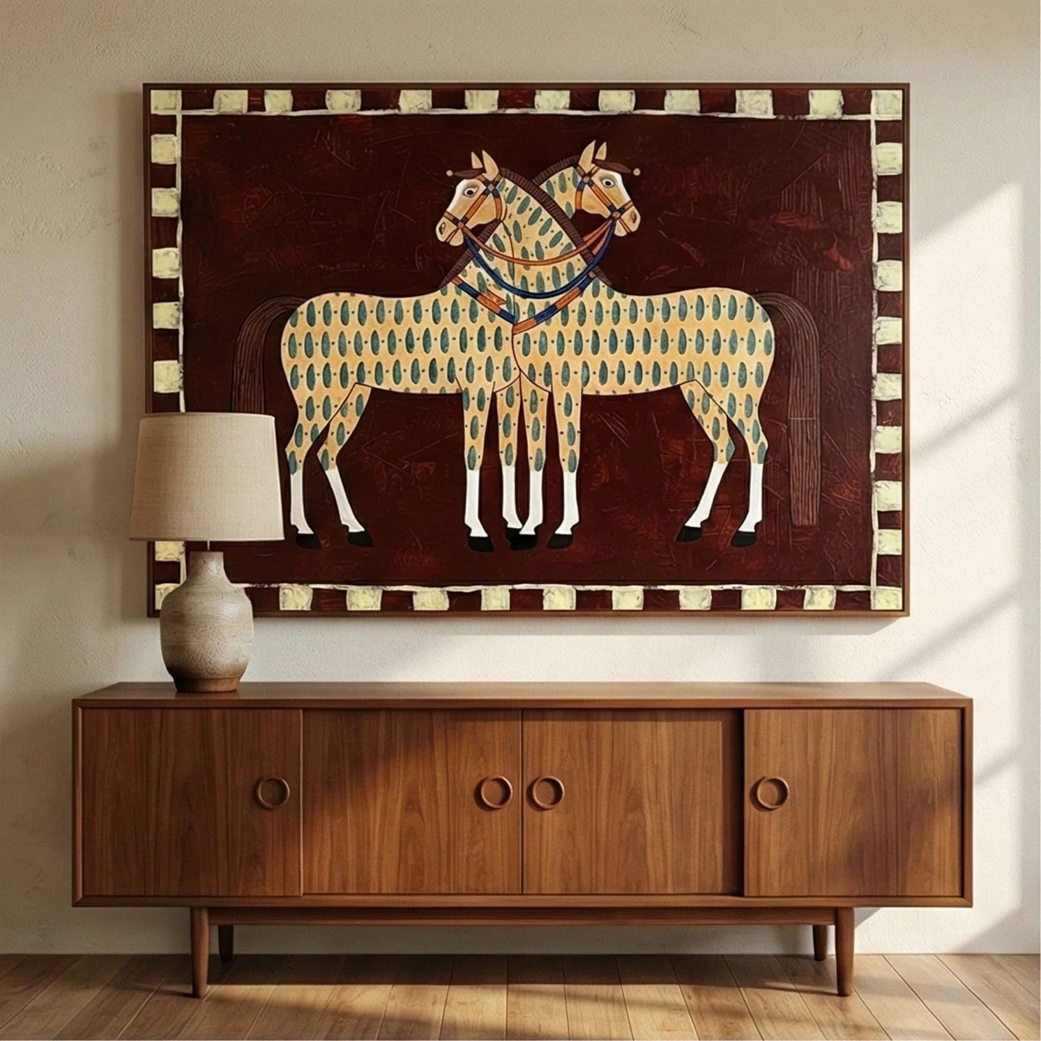 Folk Art Spotted Horses Wall Art