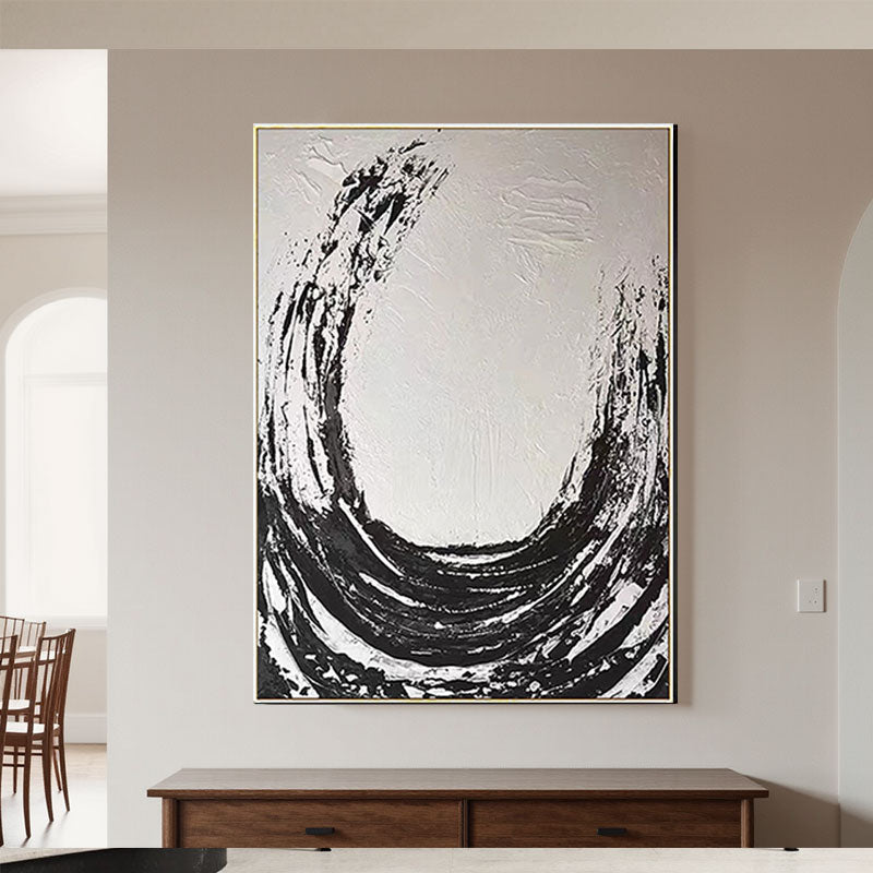 Hand-Painted Black Wave Wall Art