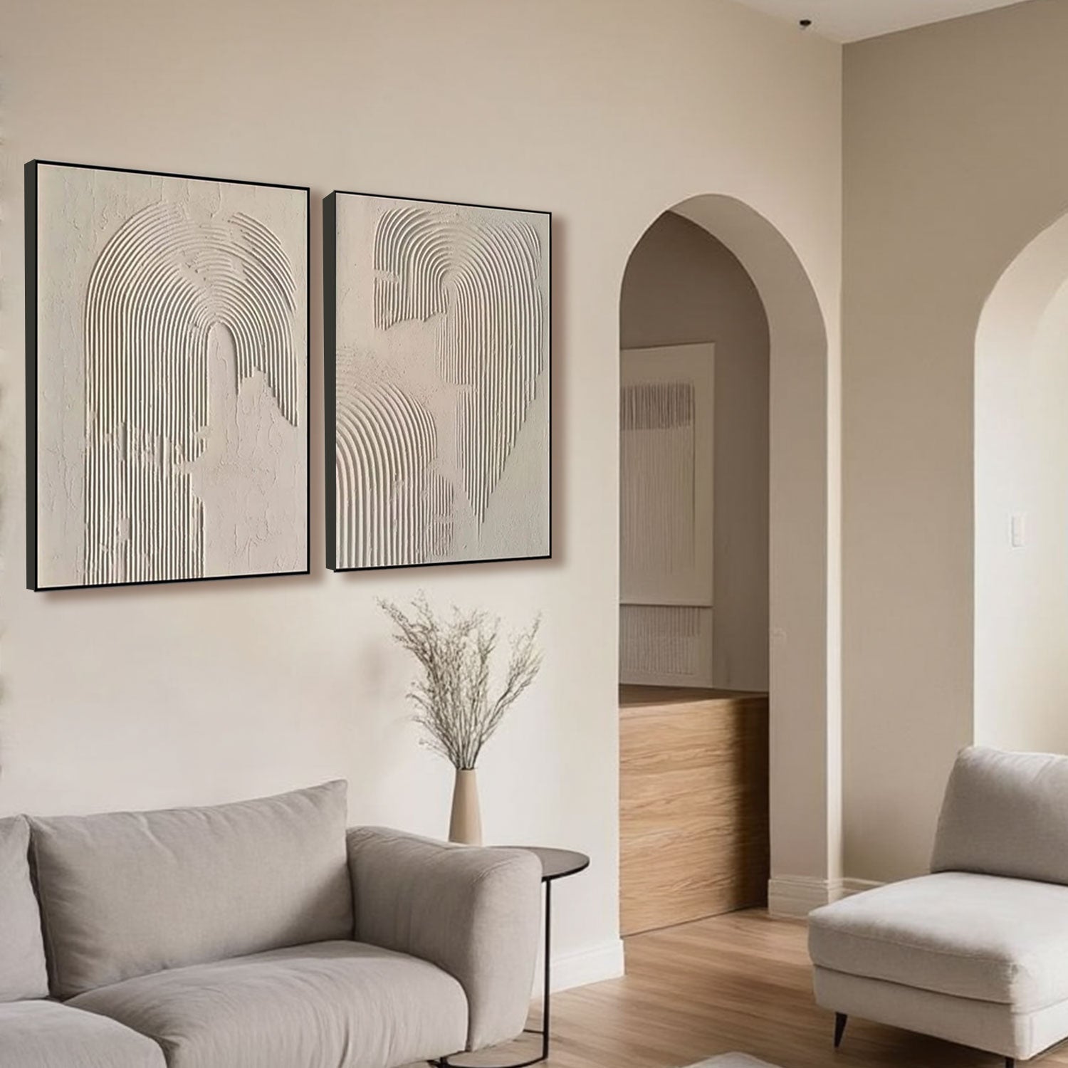 3D Textured Arch Line Wall Art Set of 2