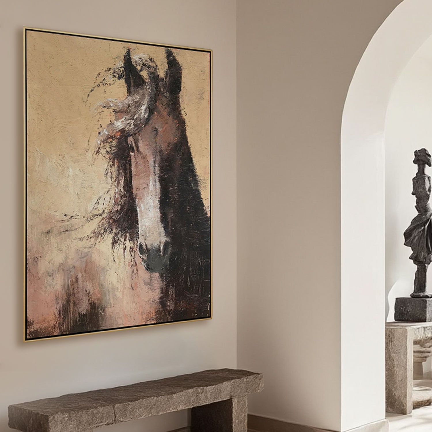 Textured Dark Horse Portrait Wall Art