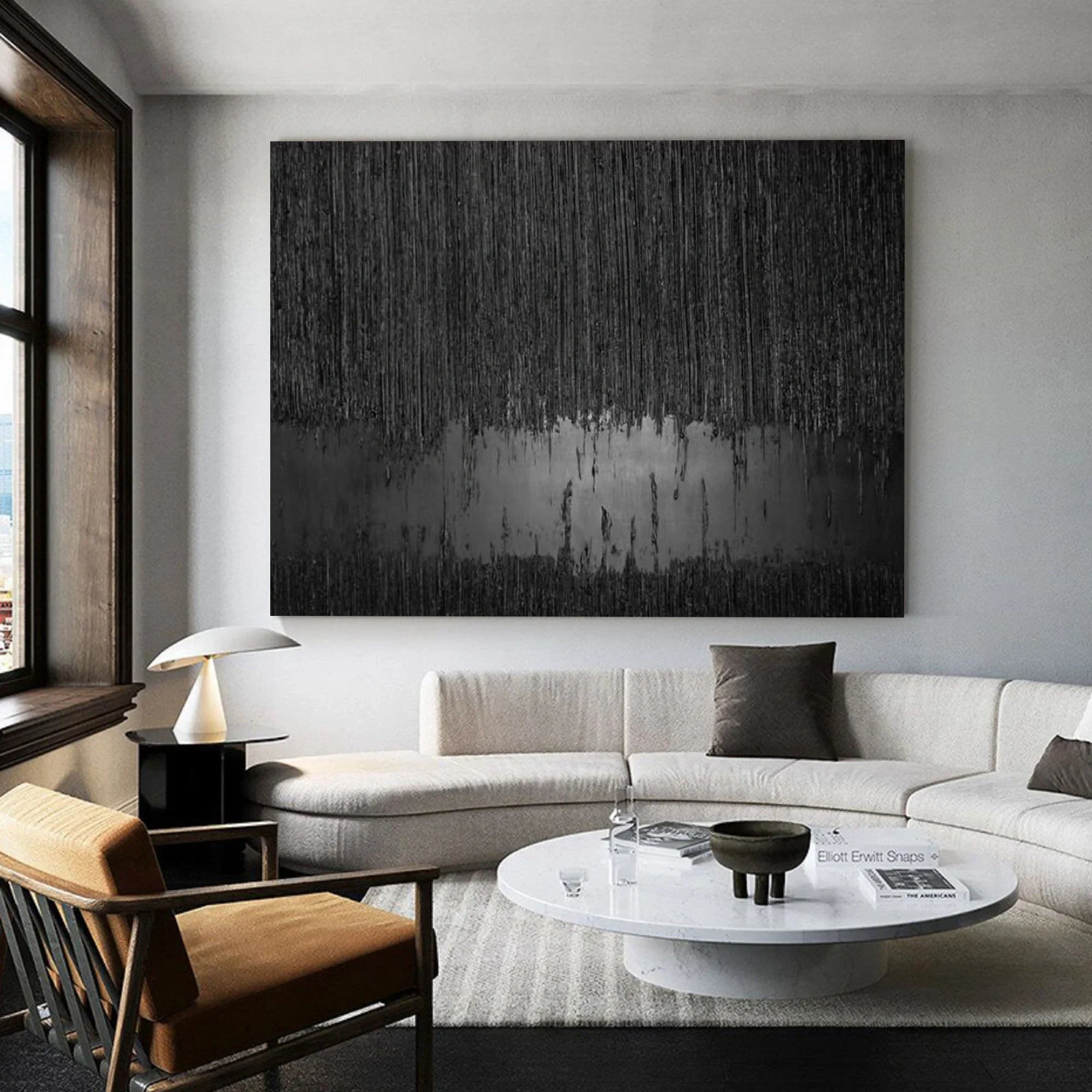 Glossy Black Abstract Wall Art