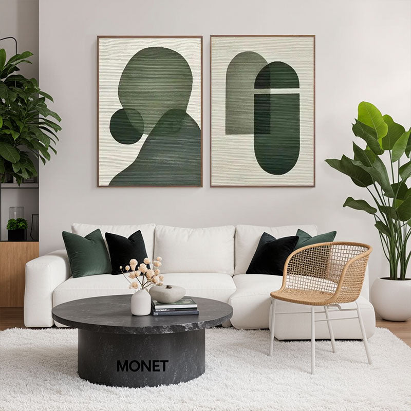 Textured Green Portrait Silhouette Wall Art Set of 2