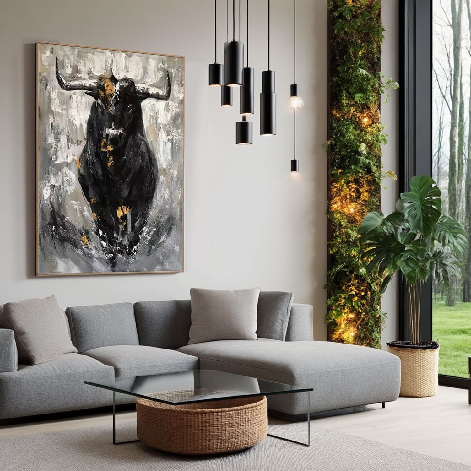 Textured Bull Portrait Wall Art