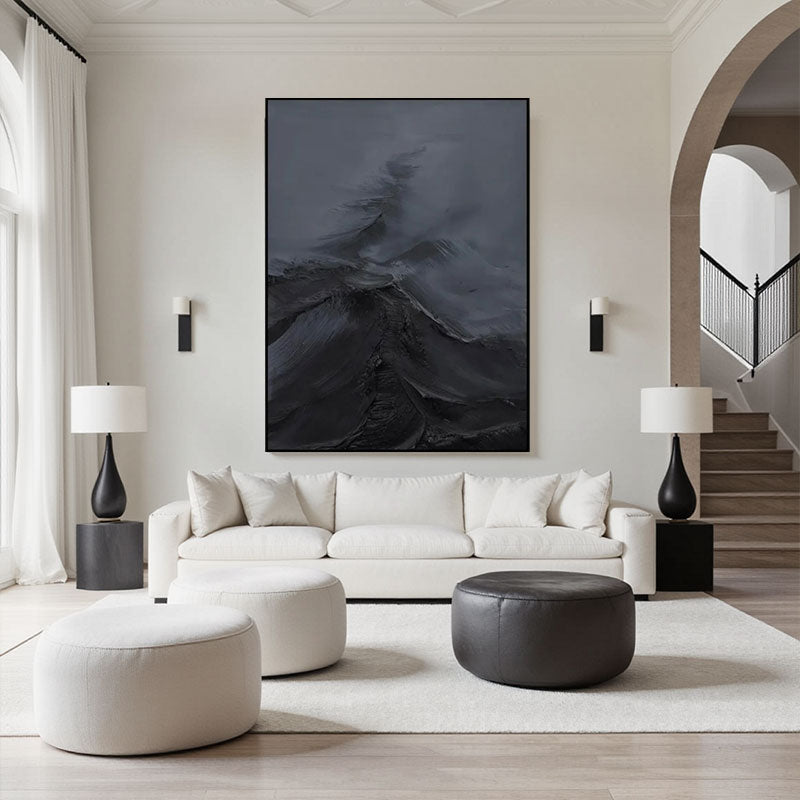 3D Textured Grey Swirl Wall Art