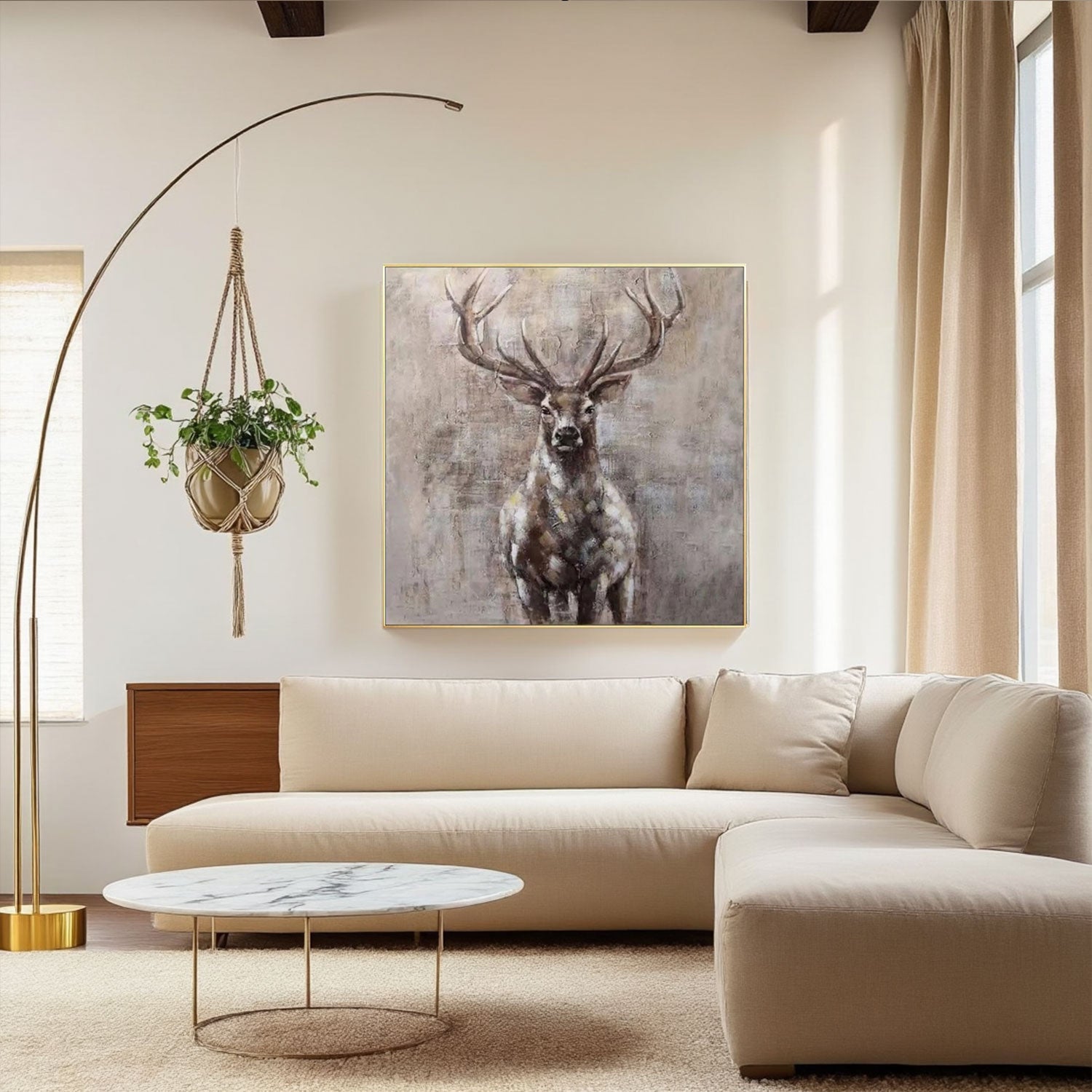 Textured Deer Portrait Wall Art