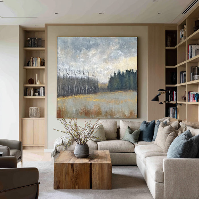 Woodland Solitude - Modern Impressionist Forest Landscape Wall Art