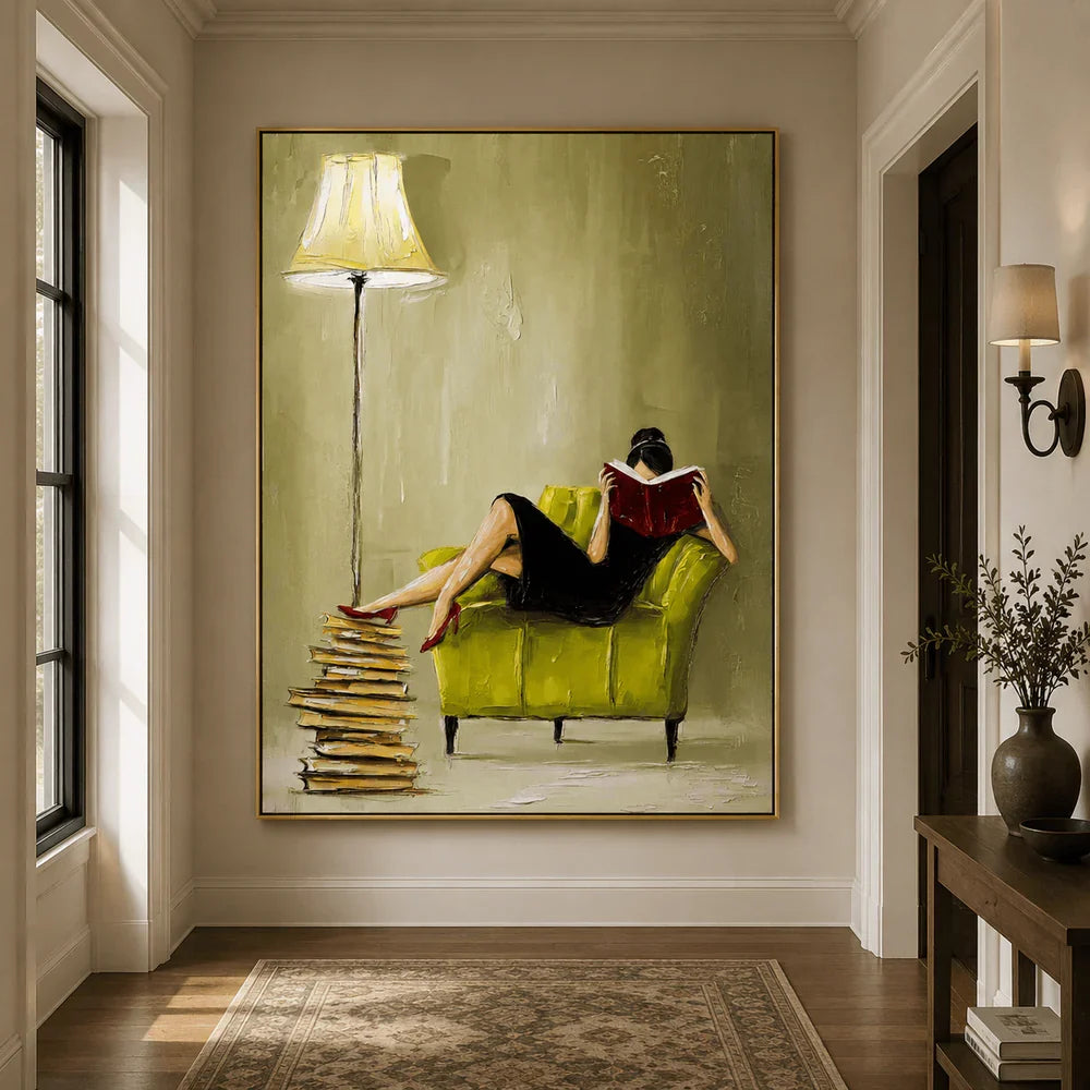 Impasto Reading Woman Wall Art