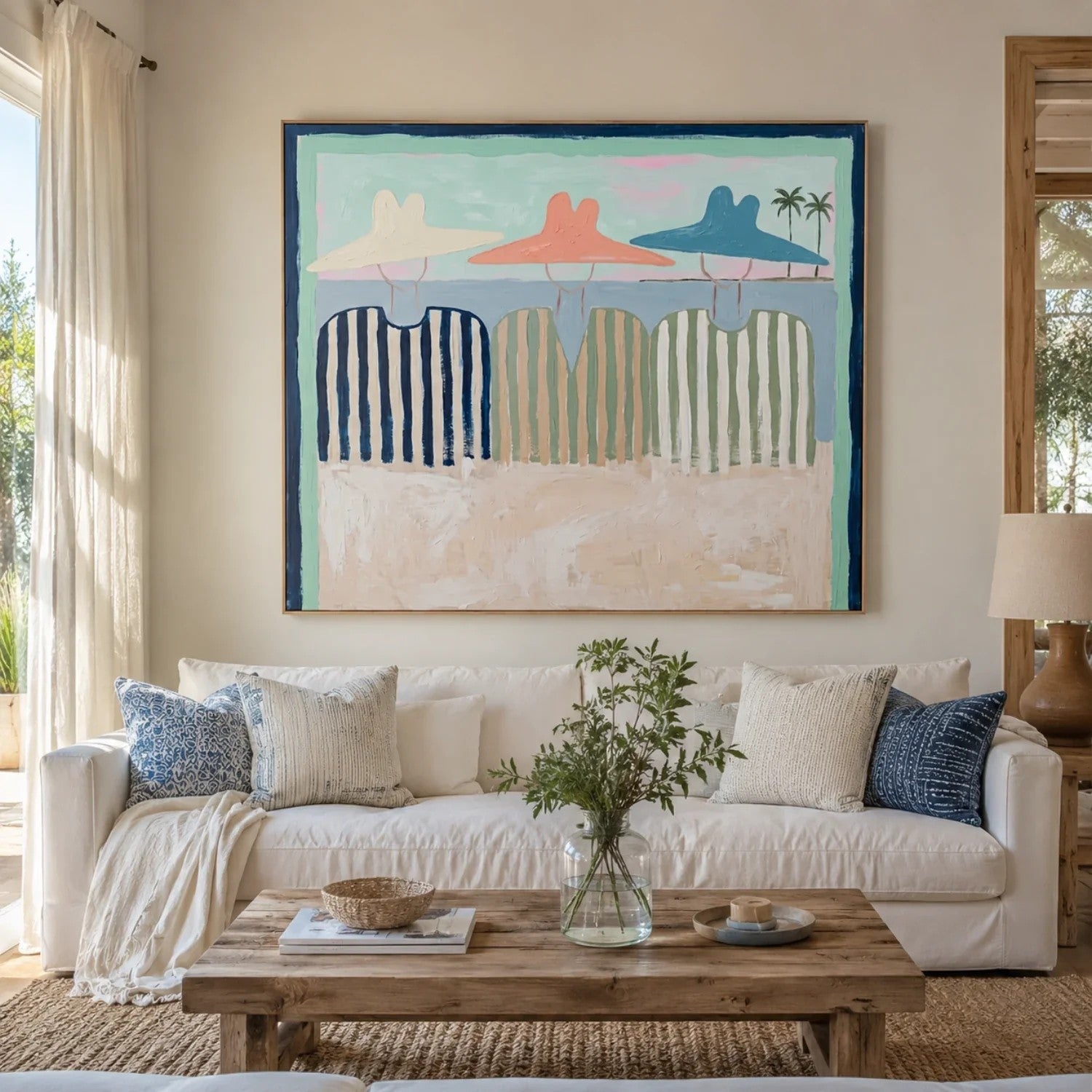 Coastal Beach Umbrellas & Chairs Wall Art