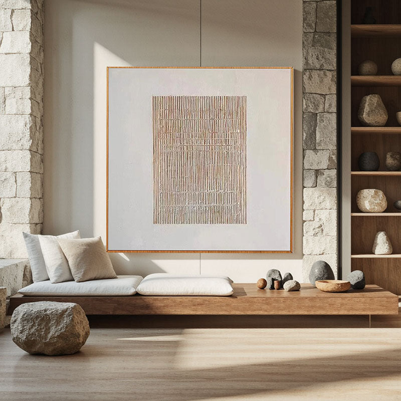 Ribbed Texture Neutral Tone Abstract Wall Art
