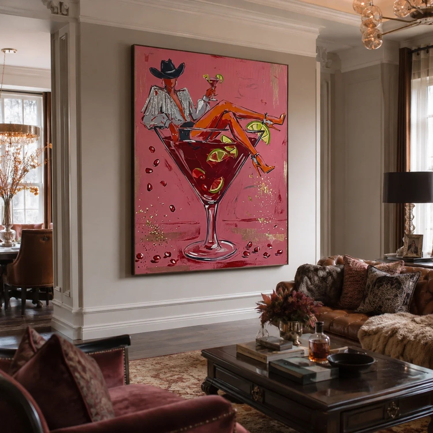 Cowgirl in Martini Glass Pop Art Wall Art