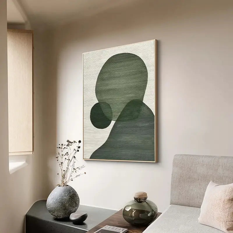 Hand-Painted Green Profile Silhouette Wall Art