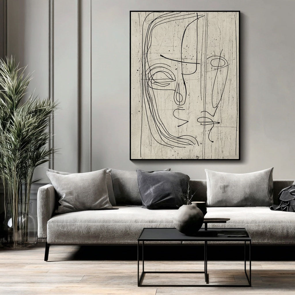 Power of Lines - Abstract Minimalist Line Face Wall Art