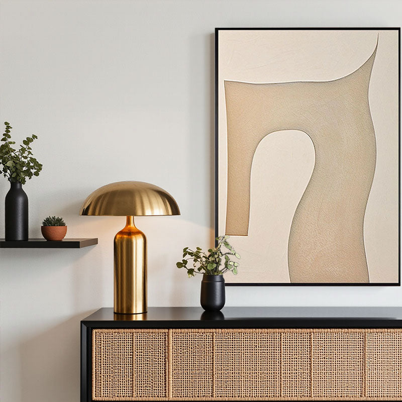 Minimalist Cream River Line Wall Art