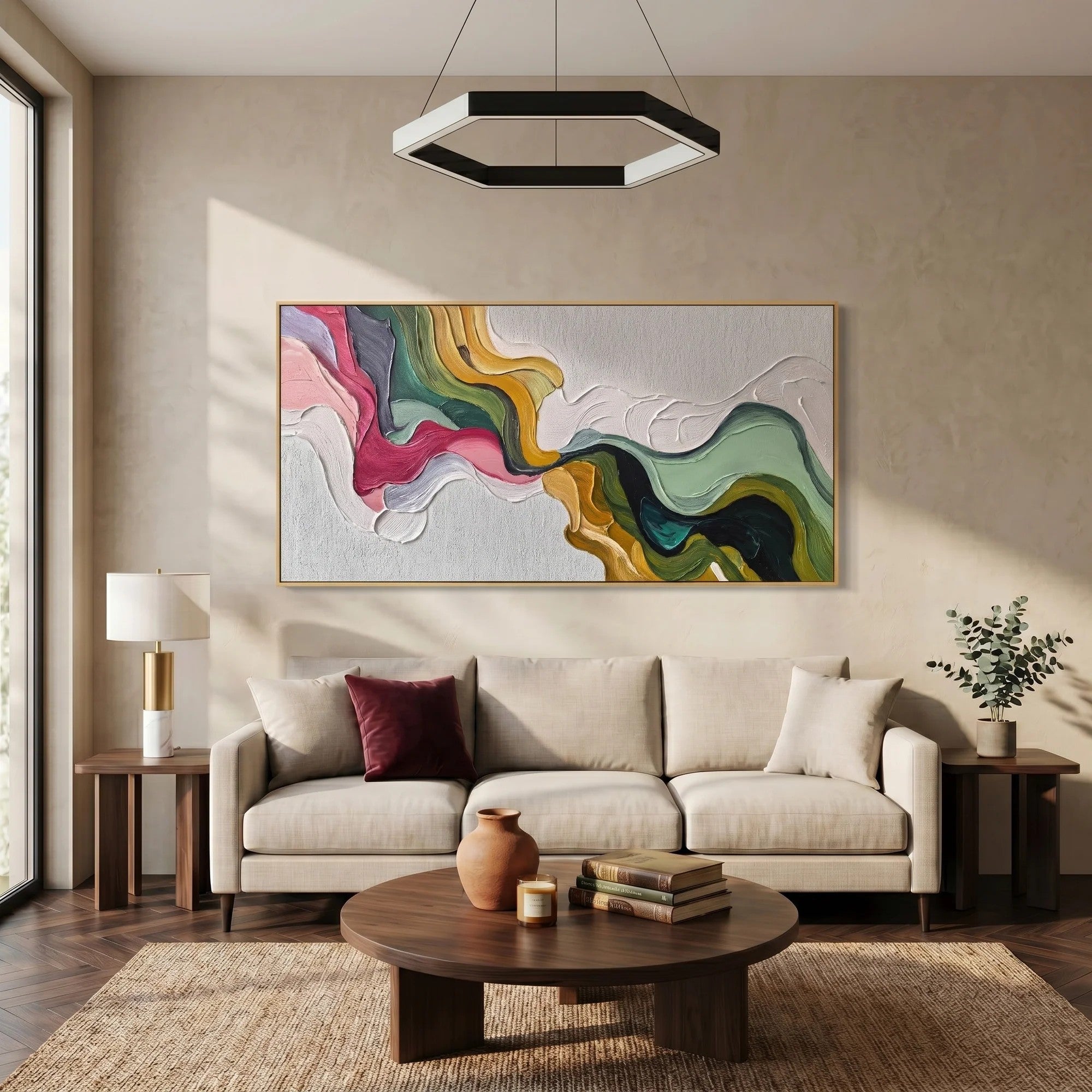 Sculptural Flowing Color River Wall Art
