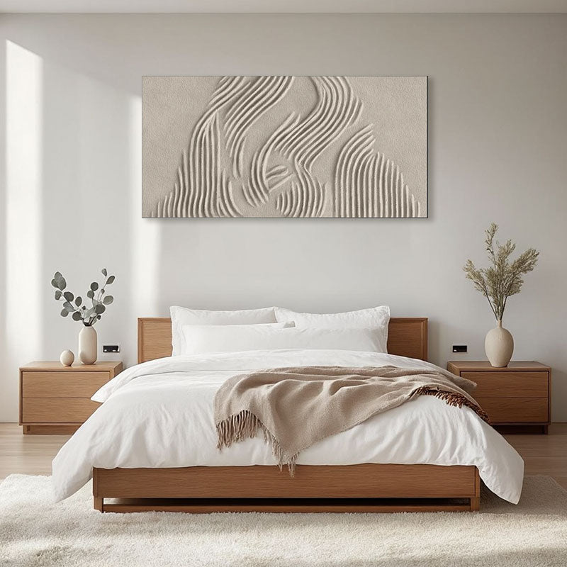 Sculptural Wave Line Beige Wall Art