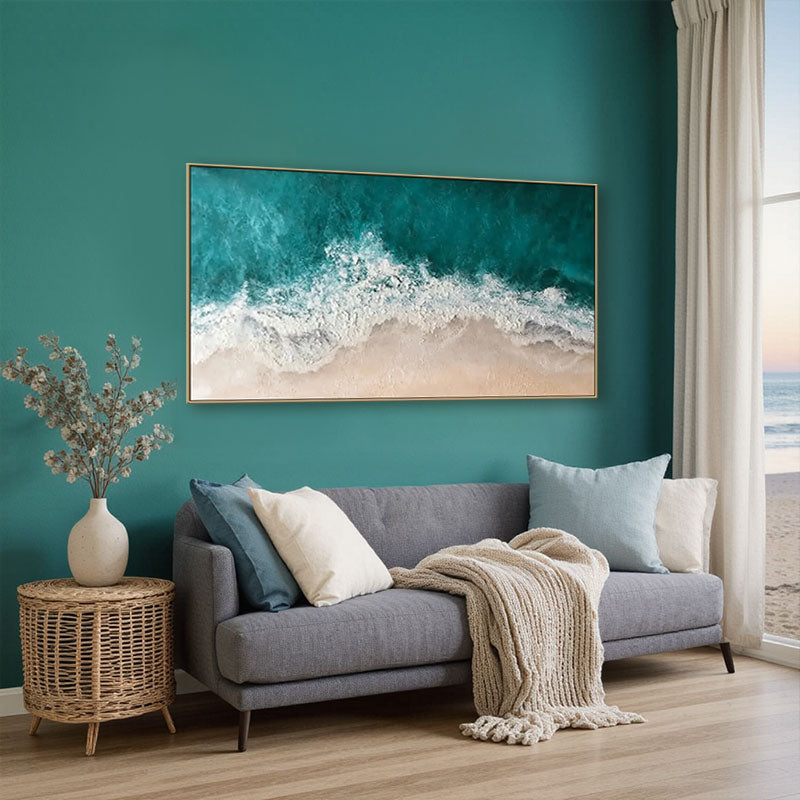 Textured Turquoise Wave Beach Wall Art